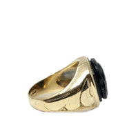 10K Gold Vintage Black Knight Shield Cameo Ring