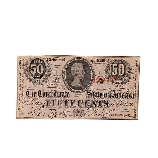 1863 T63 50C Confederate Fractional Currency