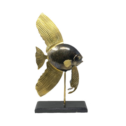 Vintage Mid Century Brass Angel Fish On Stand