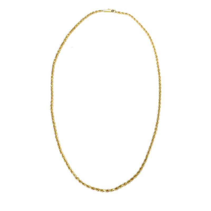 18K Gold 3mm Diamond Cut Rope Necklace W/ Safety