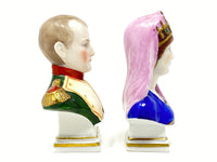 Napoleon & Josephine Pair of Miniature European Chelsea Porcelain Busts