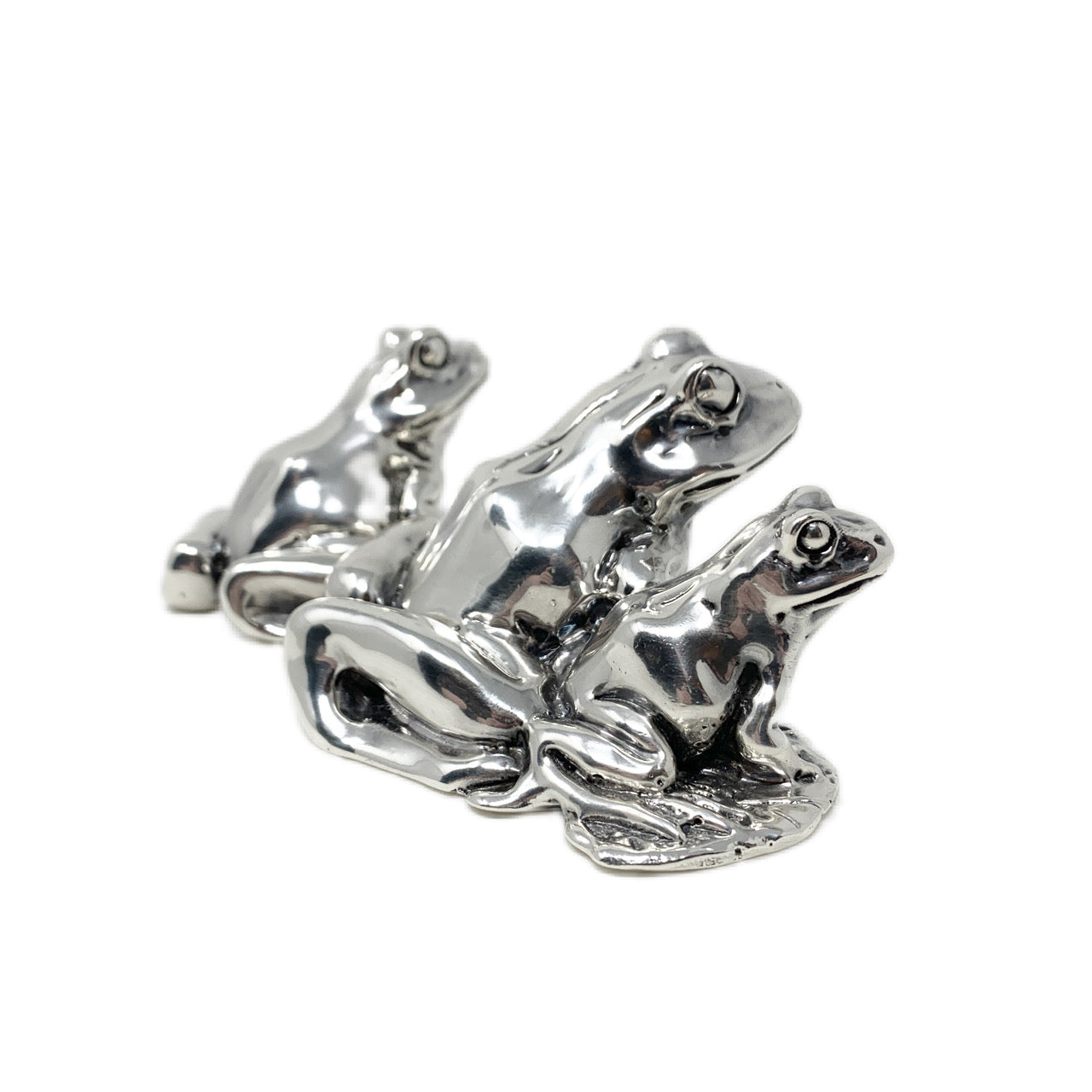 Vintage Sterling Silver Three Frogs Figurine