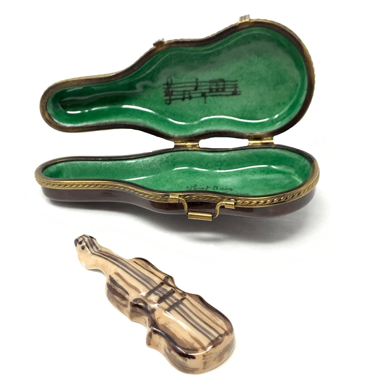 Limoges Hand Painted Violin & Case Themed Box