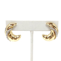 14K Gold & Diamond Crescent Twist Earrings