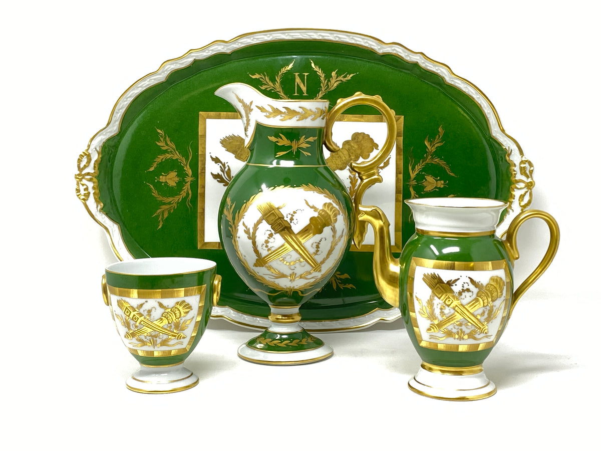 Limoges France 4 Pc Bees Gilt & Green Napoleonic Service Set