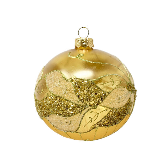 Vintage Gold Glitter/ Frosted Glass Ornament