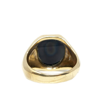 10K Gold Vintage Black Knight Shield Cameo Ring