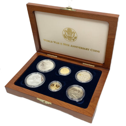 1991-1995 WWII 6 Coin Anniversary Gold & Silver Set