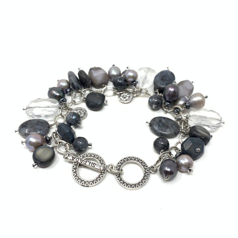 Silpada "Shades of Grey" Pearl Hematite Cha-Cha Bracelet