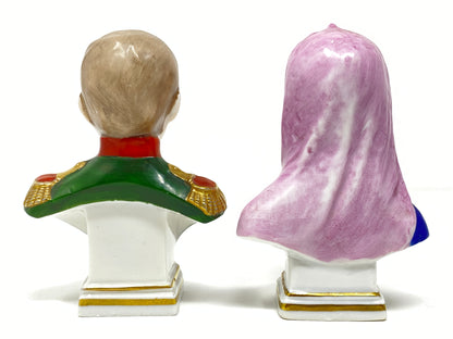 Napoleon & Josephine Pair of Miniature European Chelsea Porcelain Busts