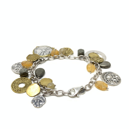 Silpada "Perfect Composition" Sterling & Brass Charm Bracelet