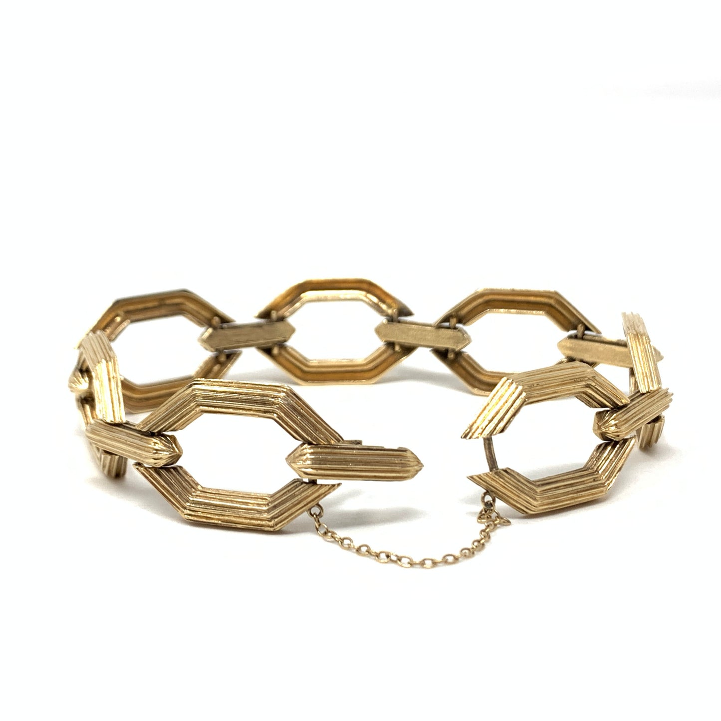 14K Gold Hexagon Link Bracelet