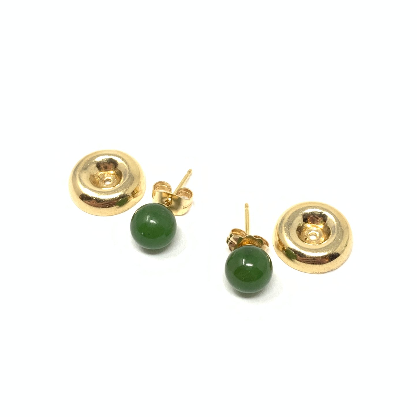 14K Gold Jade Ball Jacketed Studs