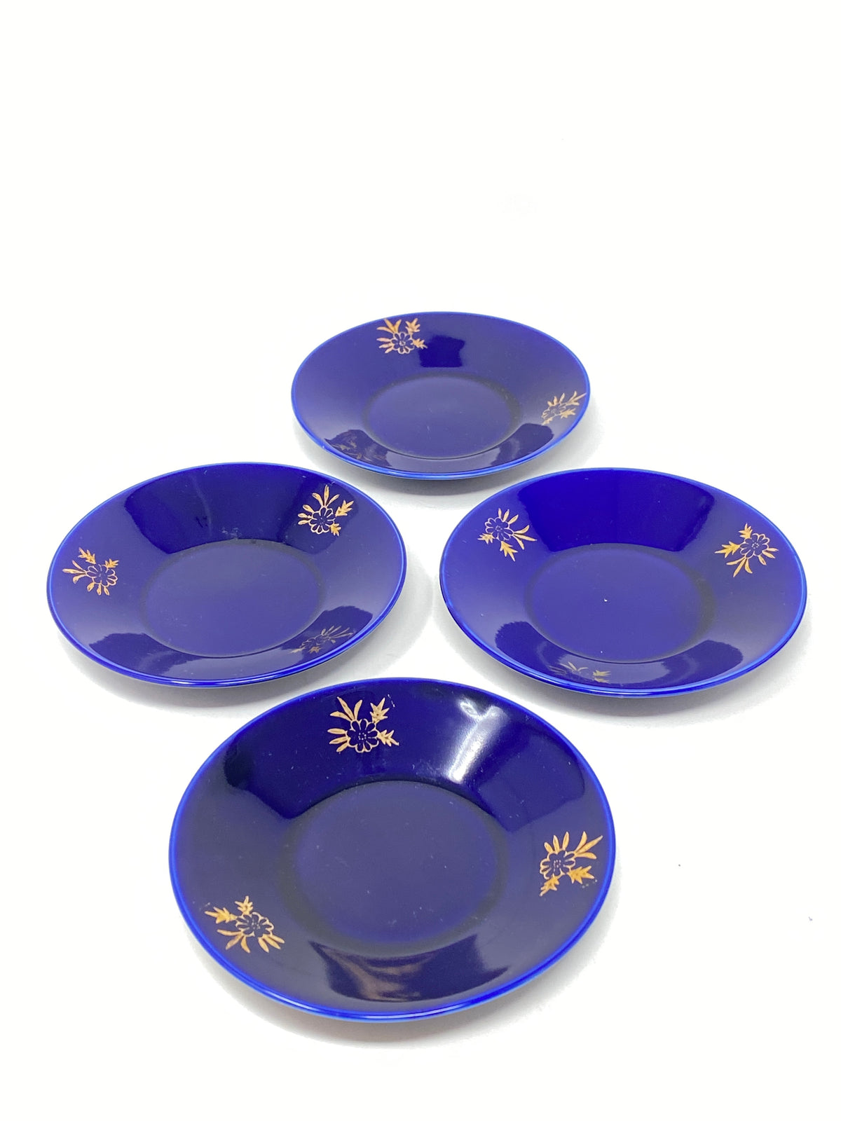 Vintage Lugenes Japan Set of Four Cobalt Composers Demitasse Cups & Saucers