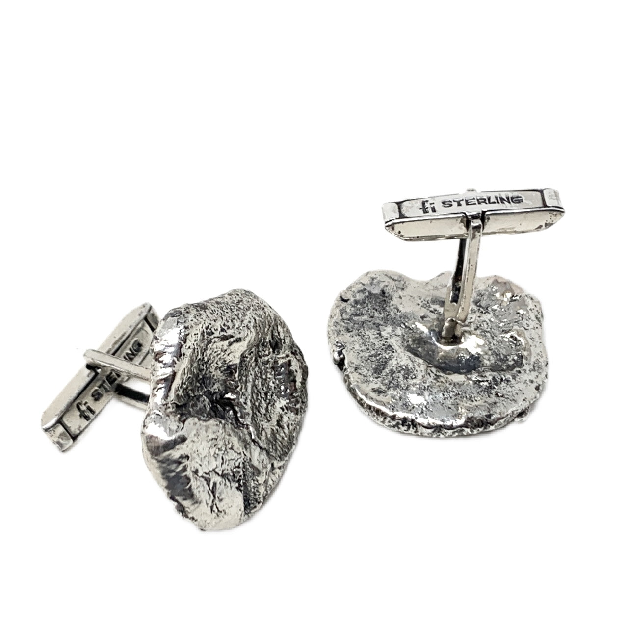 Harold Fithian Sterling Silver Nugget Modernist Cufflinks & Tie Pin