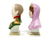 Napoleon & Josephine Pair of Miniature European Chelsea Porcelain Busts