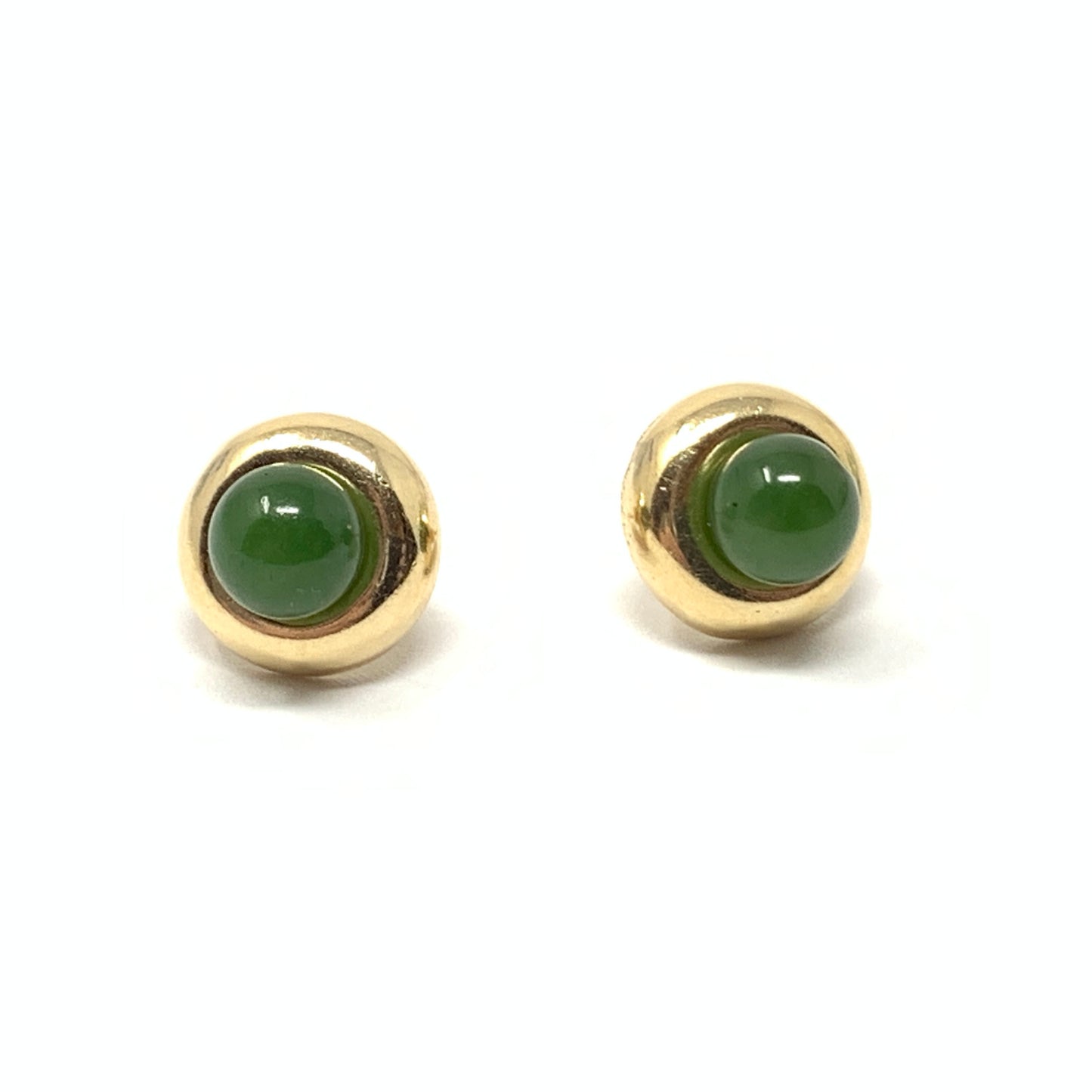 14K Gold Jade Ball Jacketed Studs