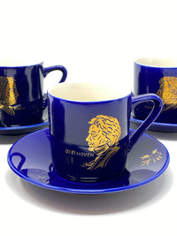 Vintage Lugenes Japan Set of Four Cobalt Composers Demitasse Cups & Saucers