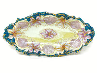 R.S. Prussia Porcelain Hand Painted Teal & Yellow Celery Dish