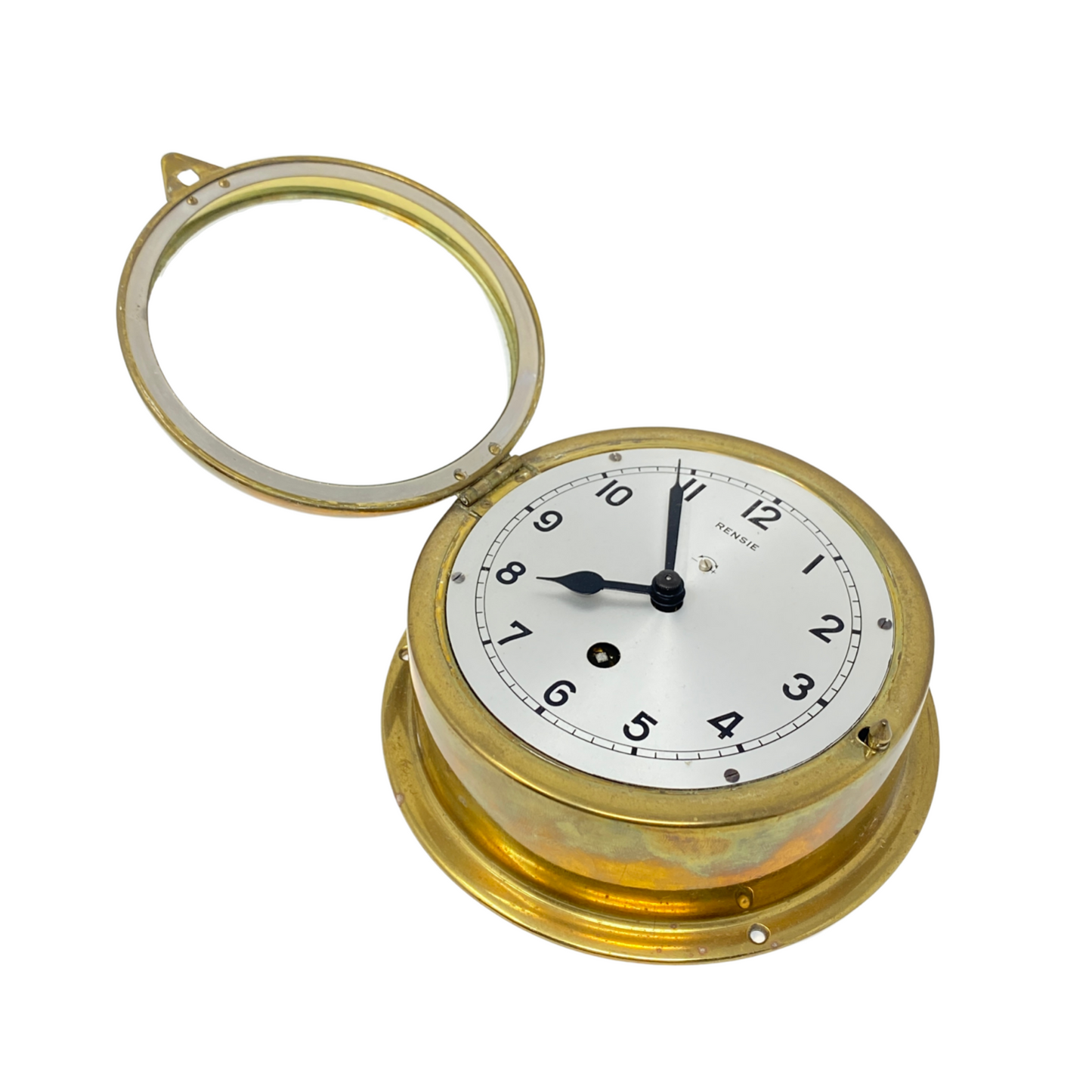 Rensie 4" Brass Ship's Clock, Running