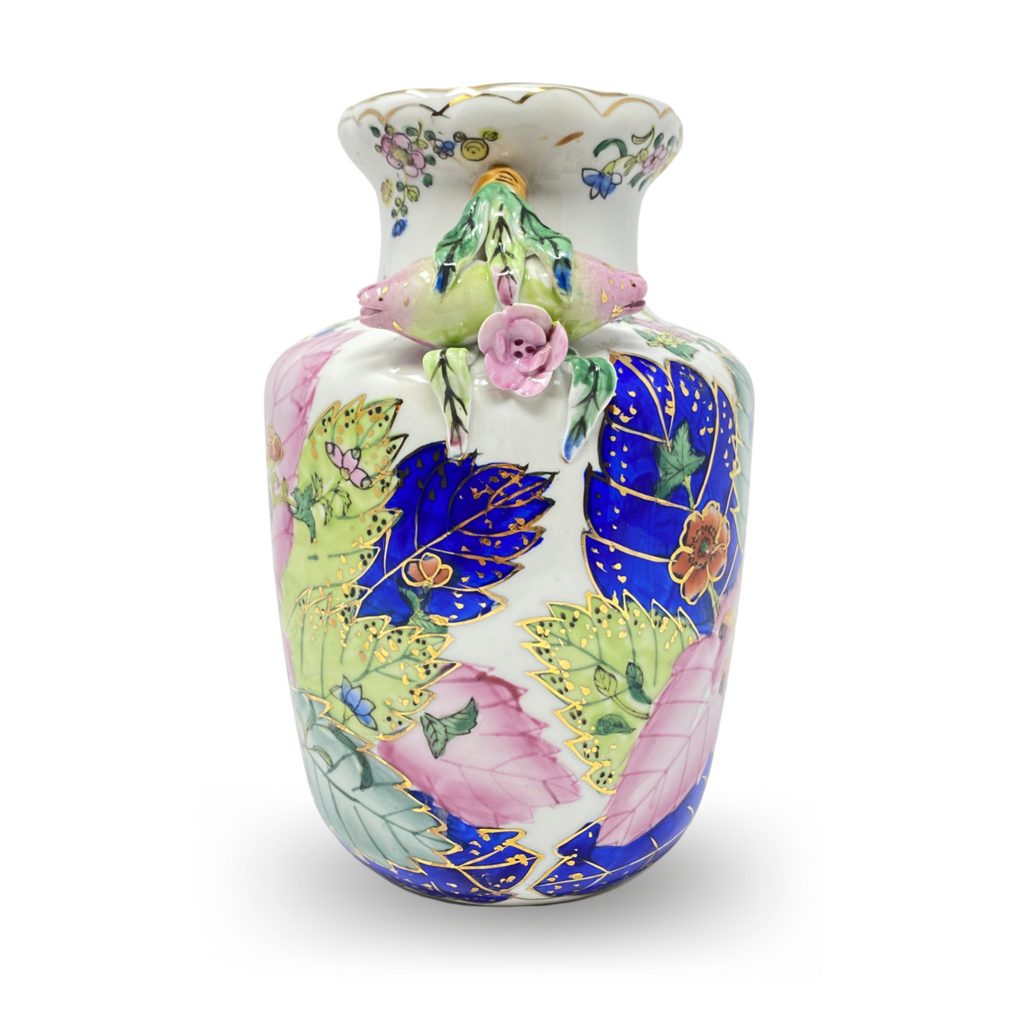 Vintage Chinese Famille Rose Tobacco Leaf 8 3/4" Vase