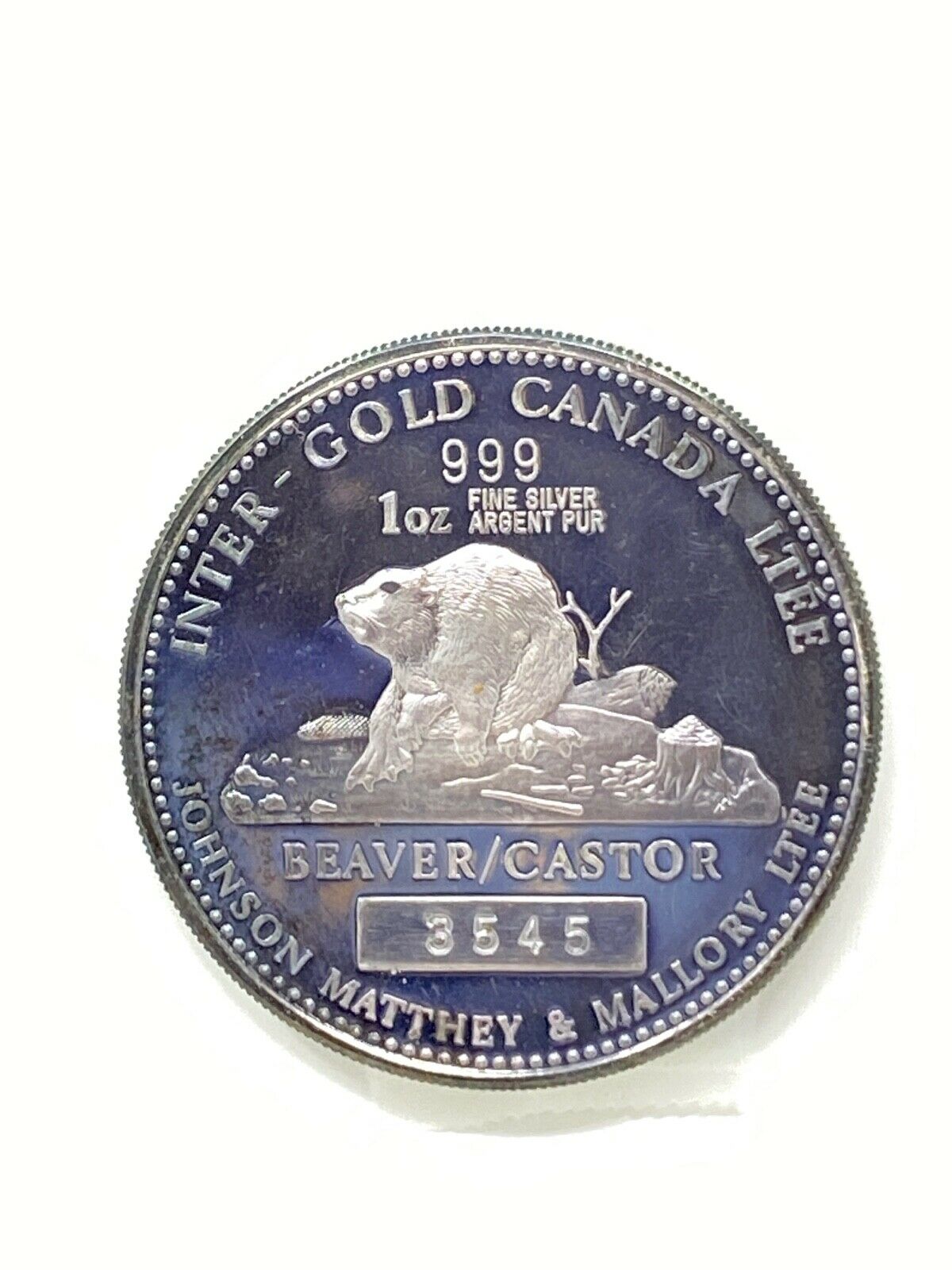 1979 Canada Johnson Matthey & Mallory #3545 1OZT .999 Silver SCARCE