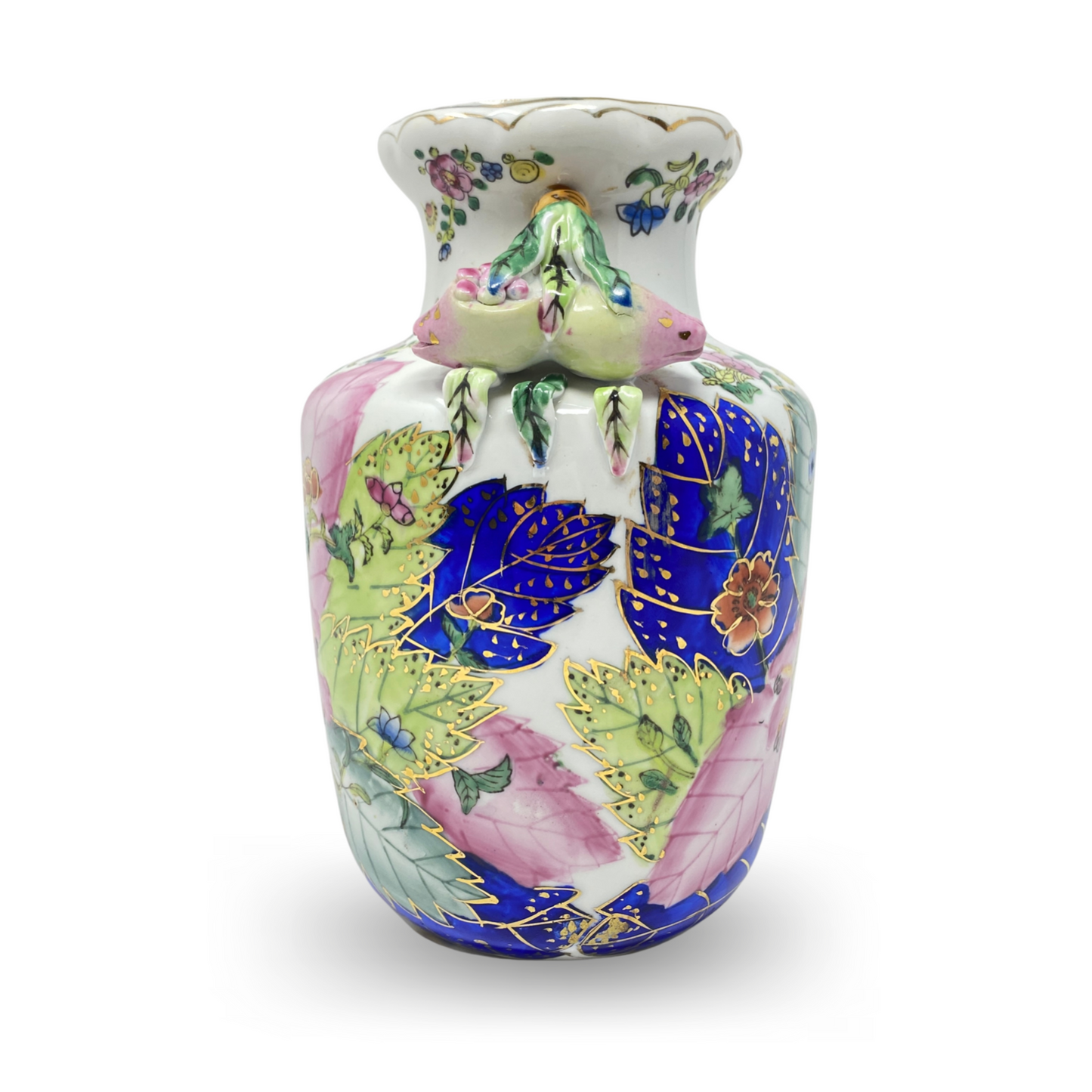 Vintage Chinese Famille Rose Tobacco Leaf 8 3/4" Vase