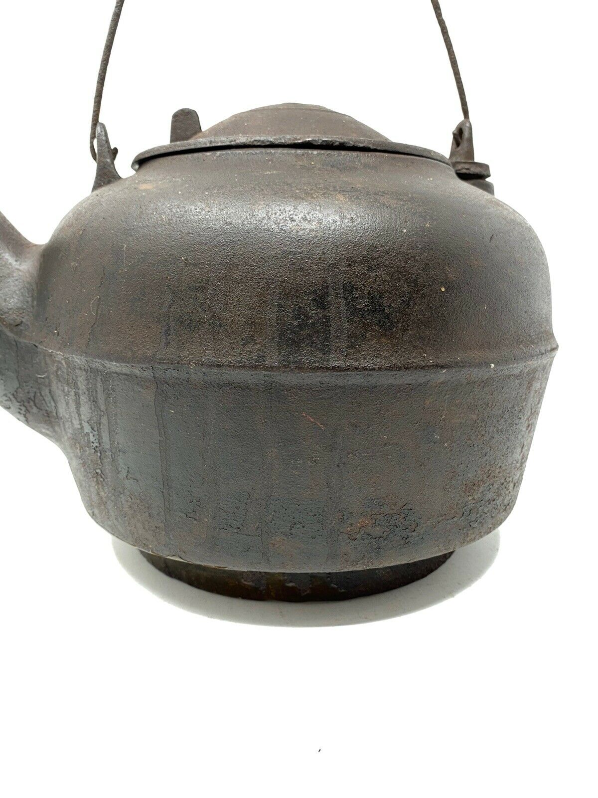 Large Cast & Wrought Iron Tea Kettle